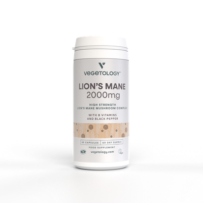 Vegetology Lion's Mane vegan supplement tub, 60 capsules
