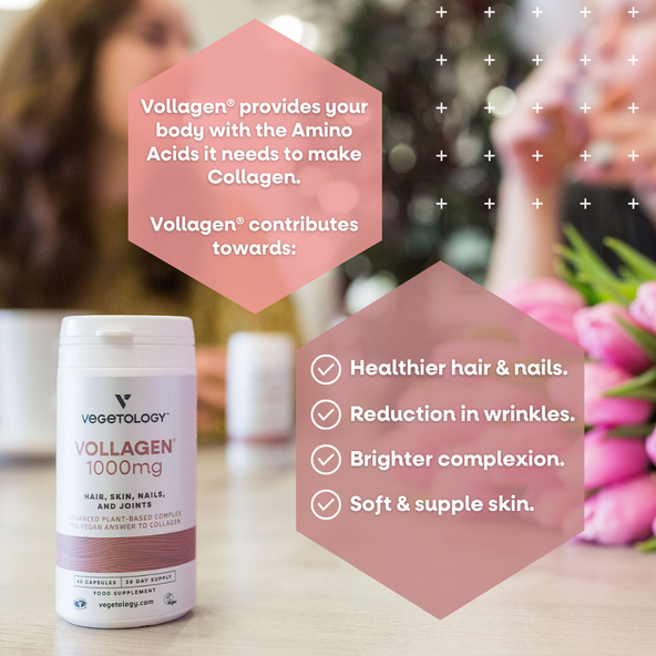 Graphic explaining that Vollagen® provides the amino acids the body needs to make its own collagen